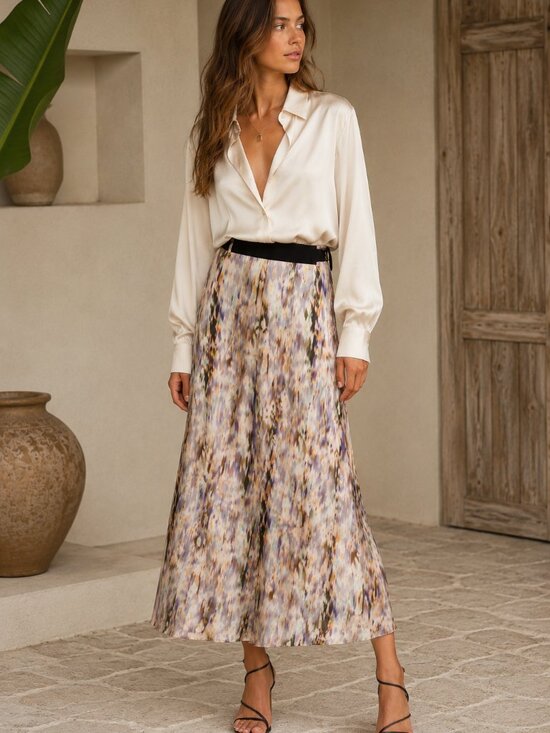 A.L.C. Dresses & Skirts - A.L.C. 100% Silk Maxi Wrap Skirt Women Size 6 Abstract Print Long Designer Skirt